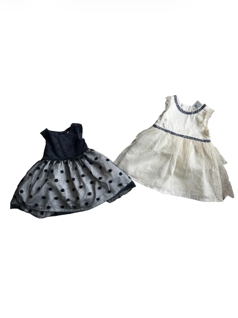 Girls' Black & Cream Polka Dot Party Dress Set 3 months.